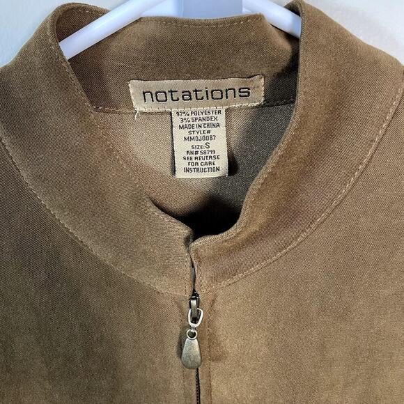 NOTATIONS Womens SM Brown Faux Suede Zipper Front Fitted Jacket EUC Western - Picture 2 of 6